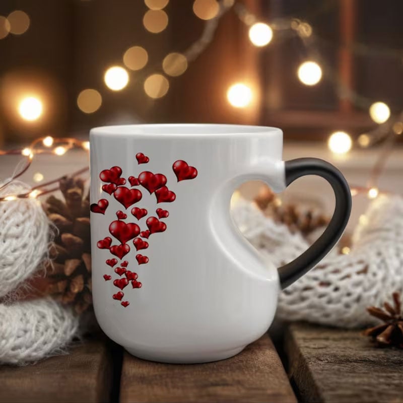 📢📢50 % Rabatt!! ⏰Keramikbecher mit farbwechselndem Herzgriff zum Valentinstag