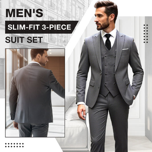Herren Slim-Fit 3-teiliges Anzug-Set