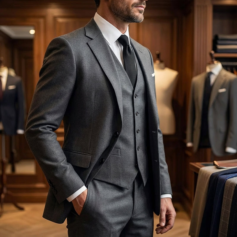 Herren Slim-Fit 3-teiliges Anzug-Set