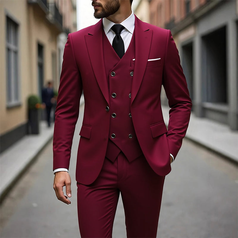 Herren Slim-Fit 3-teiliges Anzug-Set
