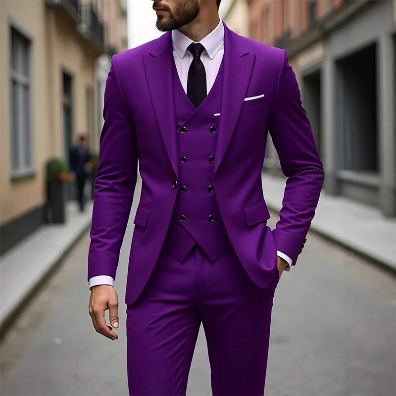 Herren Slim-Fit 3-teiliges Anzug-Set