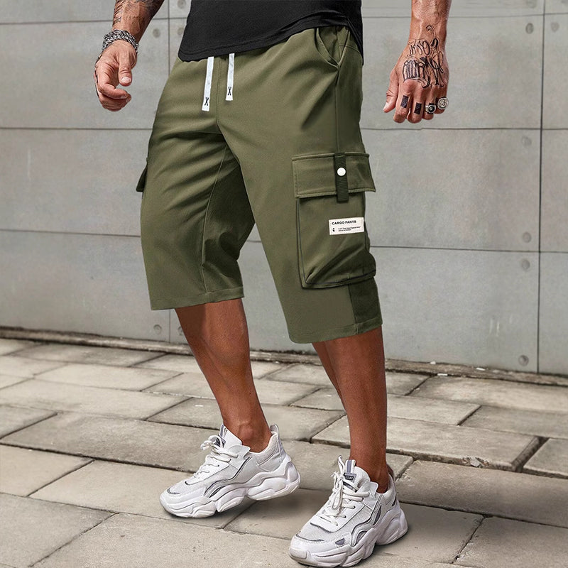 Lässige Capri-Cargohose mit Kordelzug für Herren