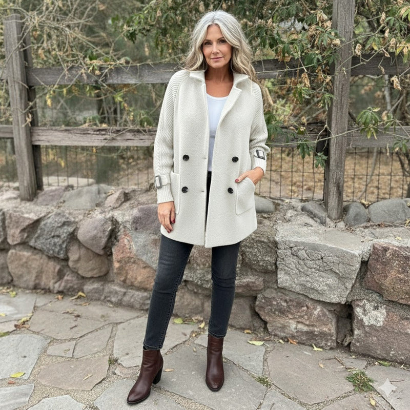 Manteau mi-long croisé en laine pour femme – Élégant, chaud et parfait pour l'hiver ❄️ | Soldes de Noël 🎄 Jusqu'à 50 % de réduction