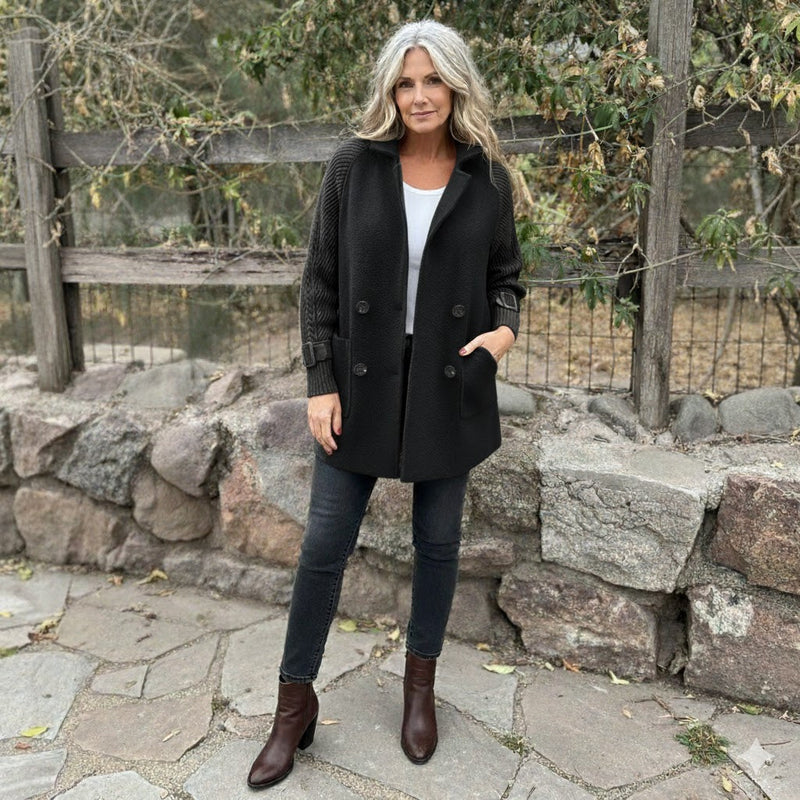 Manteau mi-long croisé en laine pour femme – Élégant, chaud et parfait pour l'hiver ❄️ | Soldes de Noël 🎄 Jusqu'à 50 % de réduction
