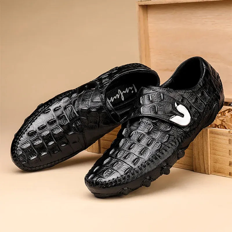Kuschelwohl™ Croc-Embossed Nappa Leder Business-Schnürschuhe