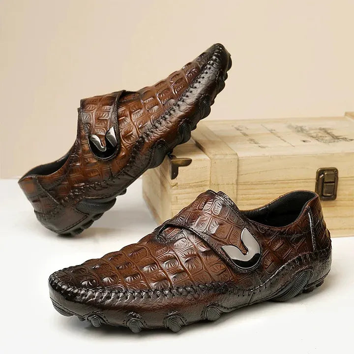 Kuschelwohl™ Croc-Embossed Nappa Leder Business-Schnürschuhe